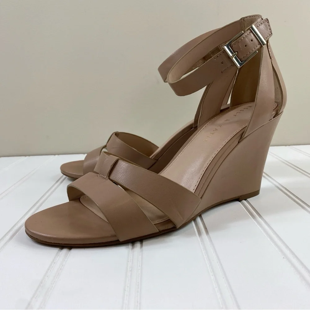 Kelly & Katie Women’s Brown Tan Buckle Ankle Wedge Heels Shoes‎ Sz 10M